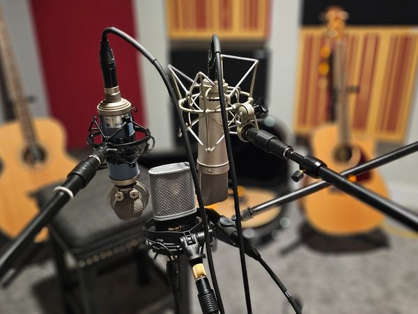 Mic Shootout for acoustic Guitar , mics used, Neumann U87ai, Sennheiser MKH8020, JZ V67, and Blue Bl