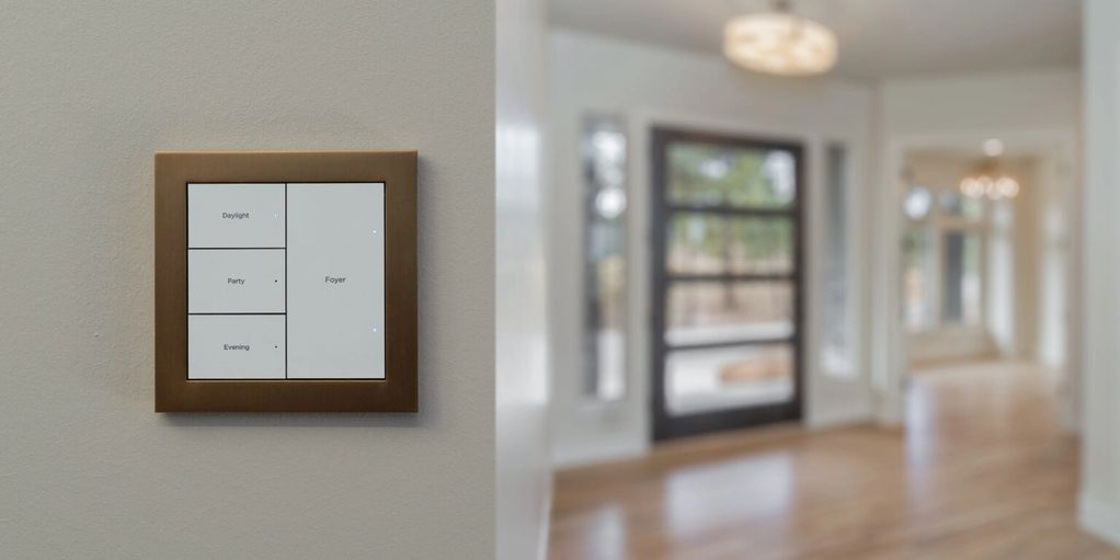 Smart light switch panel with multiple preset options.