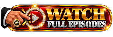 A glowing button with 'Watch Full Episodes' text and a pointing hand.