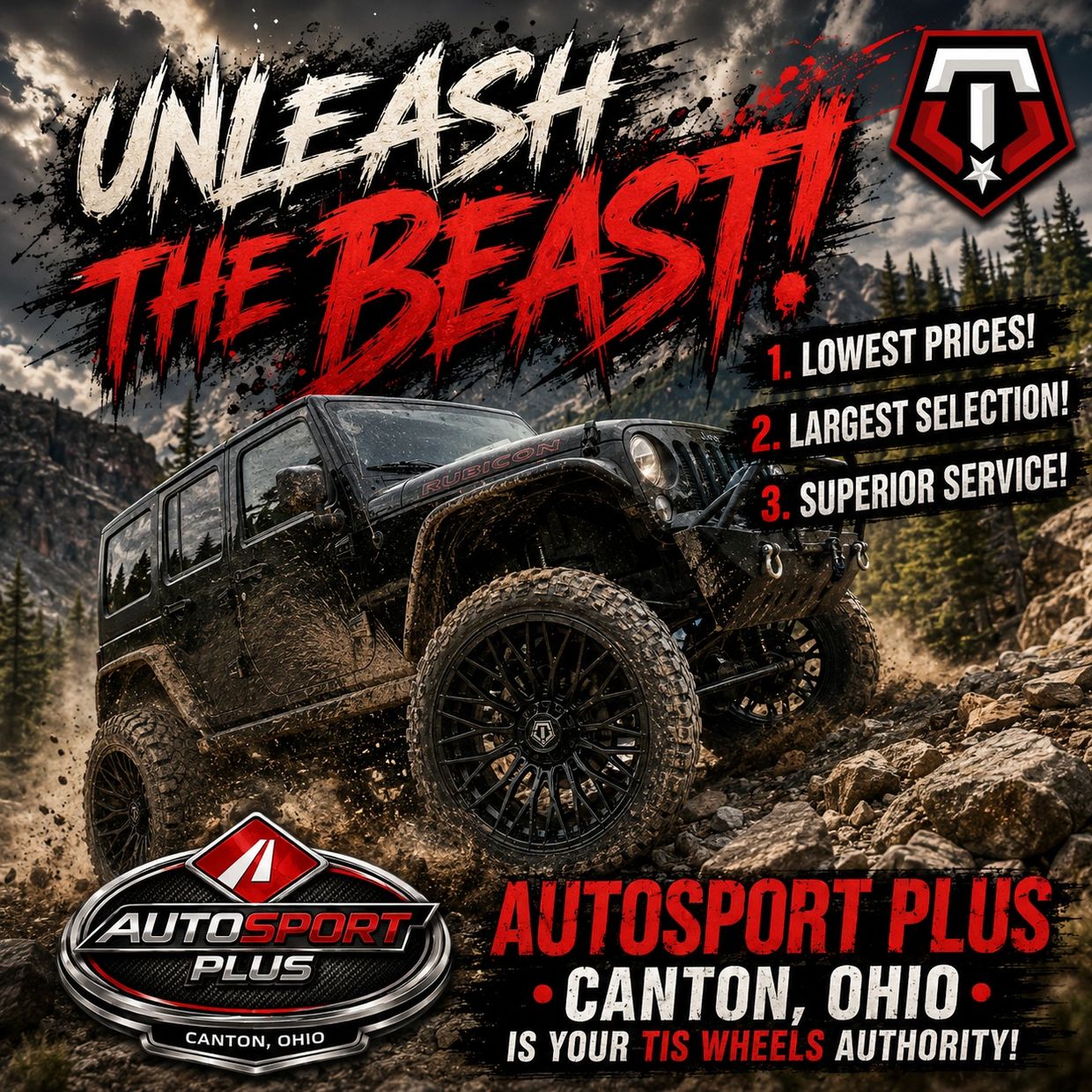 TIS Jeep rims and tires in Akron Ohio.
