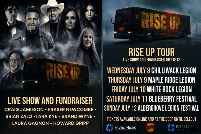 Rise Up Tour live show and fundraiser featuring multiple artists from July 8-12.
