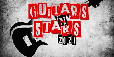 Graphic design for Guitars in Stars 2021 with a guitar silhouette.