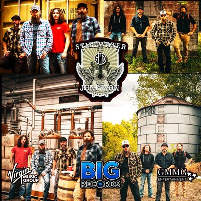 Collage of Stillwater Junction band photos with record label logos.