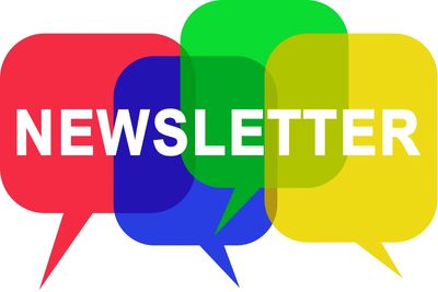 Colorful speech bubbles with the word NEWSLETTER.