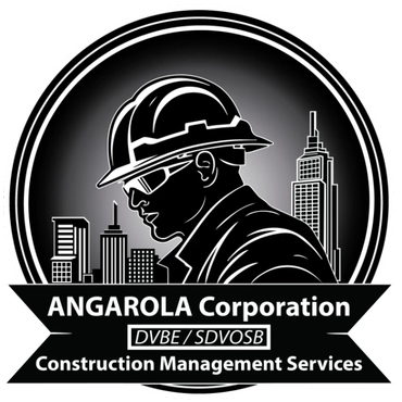 Logo for ANGAROLA Corporation, a construction management service.