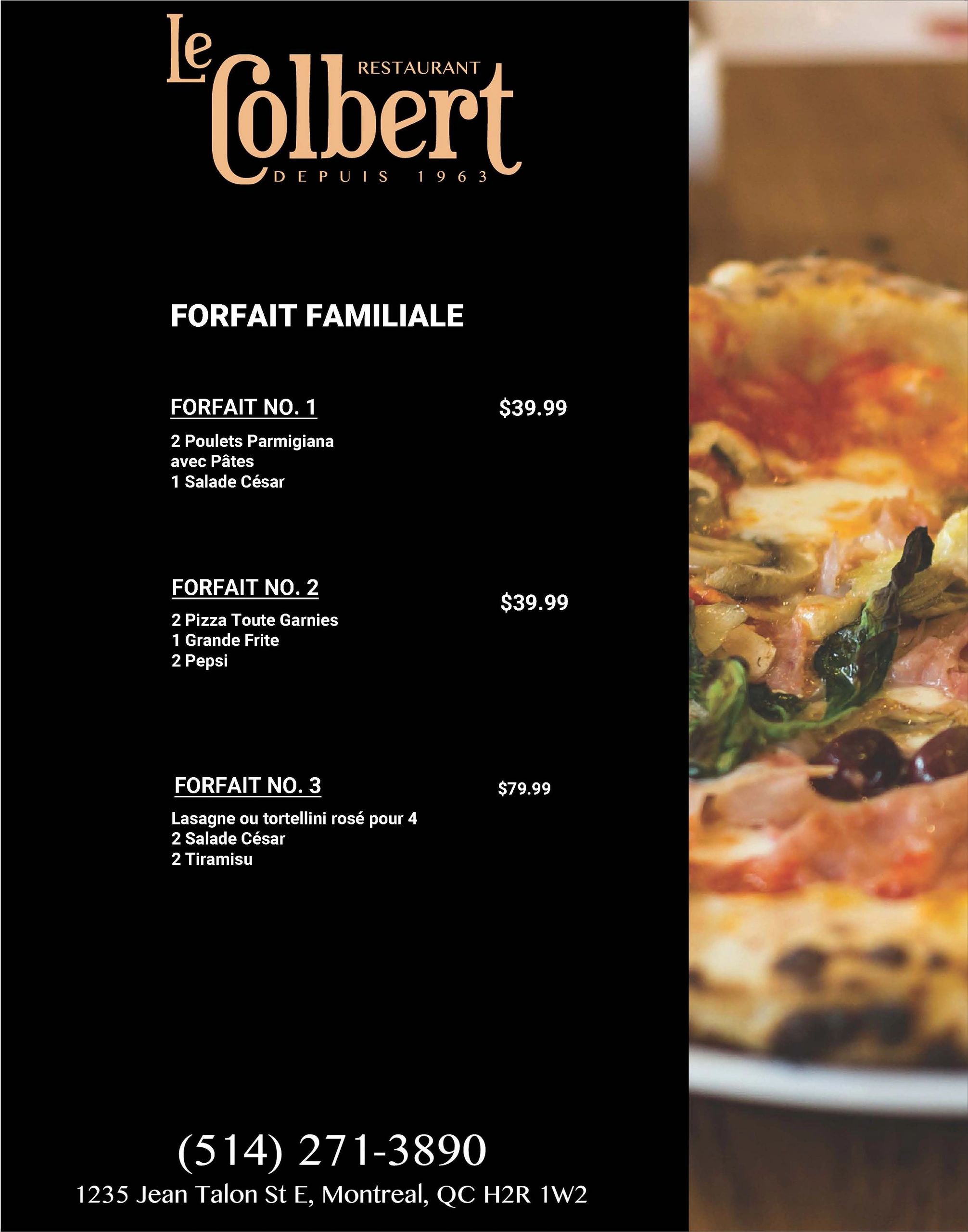 Pizza, Pasta - Restaurant Le Colbert - Montreal, Quebec