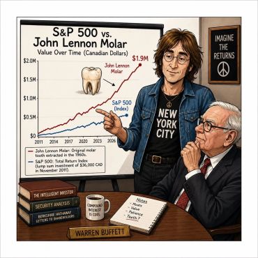 Comparison of S&amp;P 500 and John Lennon molar value with Warren Buffett and John Lennon.