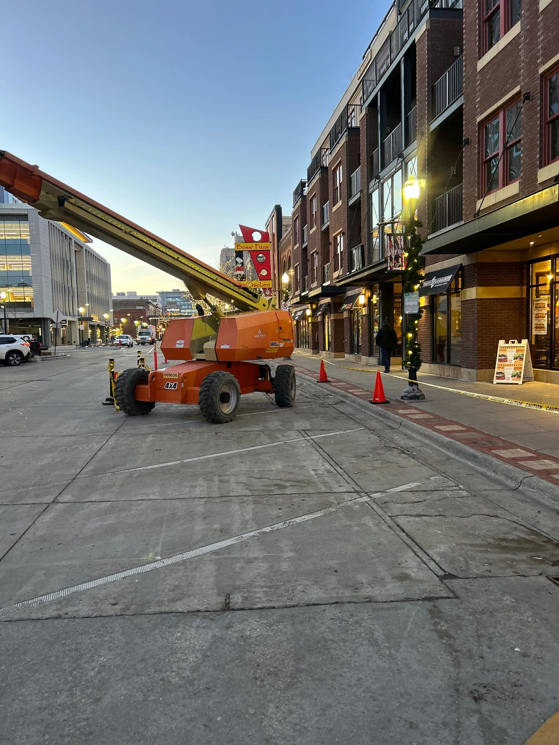 Lift parked on Broadway.