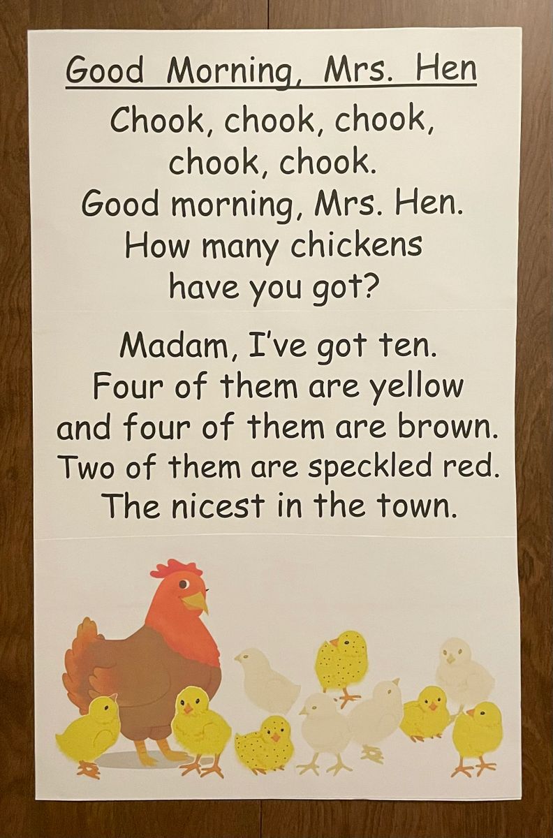 Good Morning, Mrs. Hen poem chart