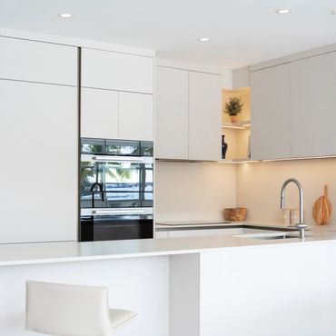 Interiors by Eva Franco designed custom Italian kitchen (Veneta Cucine) in Miami Beach, FL