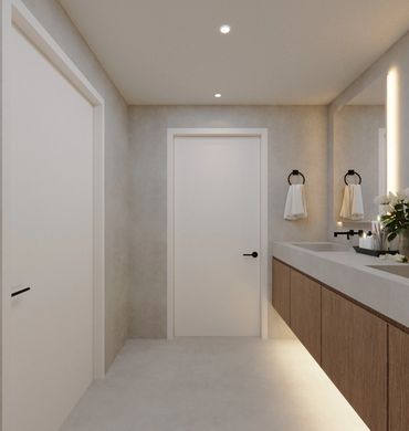 Modern bathroom, accent lights, interior design, Interiors by Eva Franco, Miami, custom LED mirrors