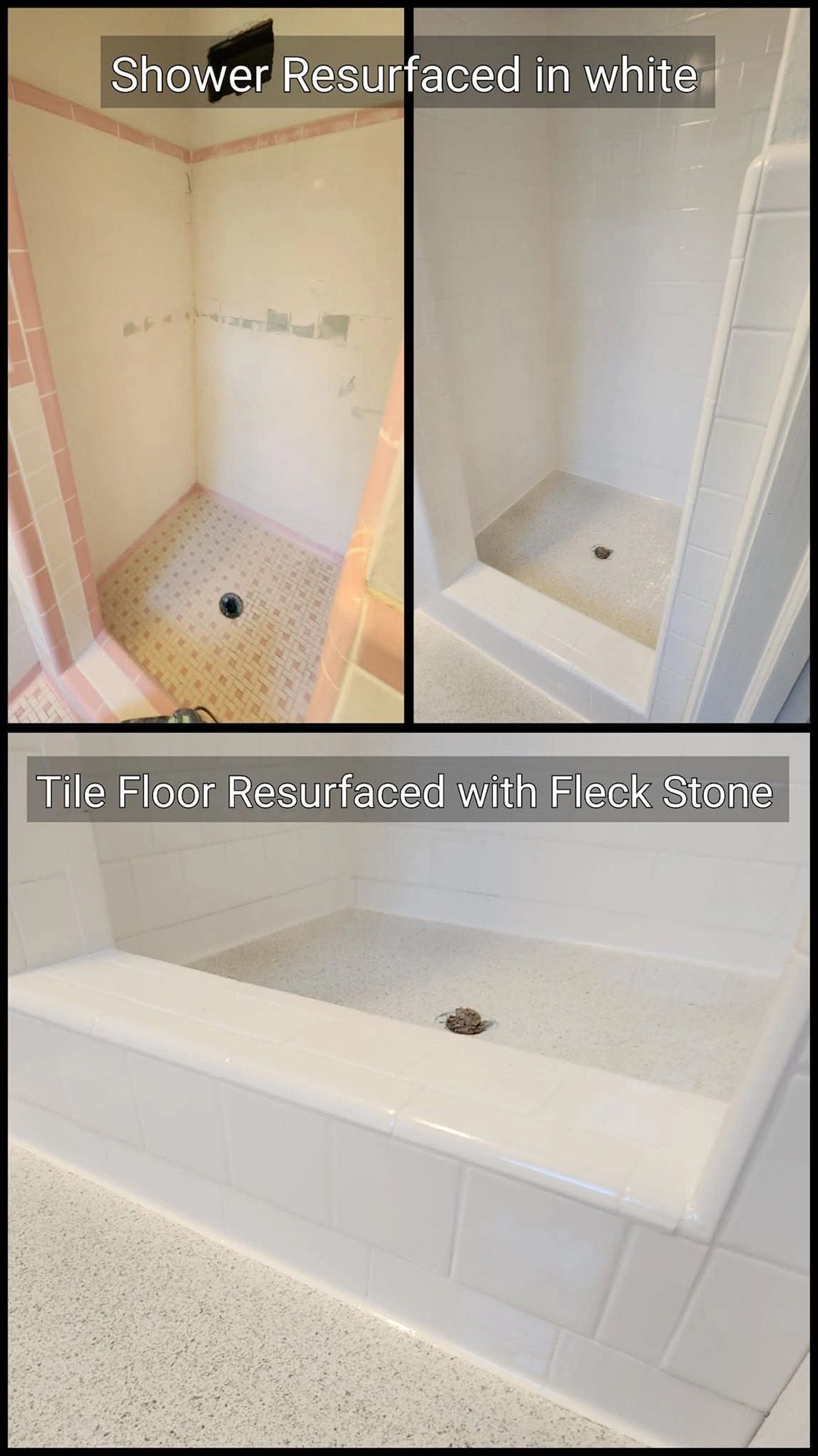 Tile shower resurface in whites in short pump , virginia , and tile floor resurface in short pump 