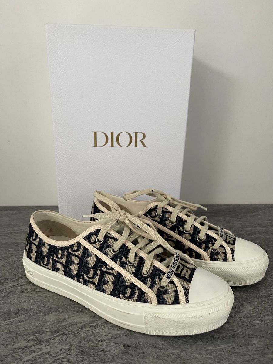 Walk'n'Dior Sneaker Deep Blue Dior Oblique Embroidered Cotton