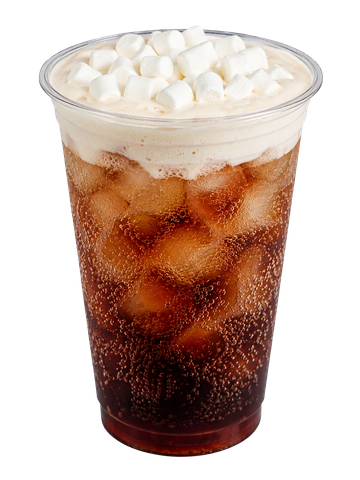 Iced soda with foam and marshmallows.