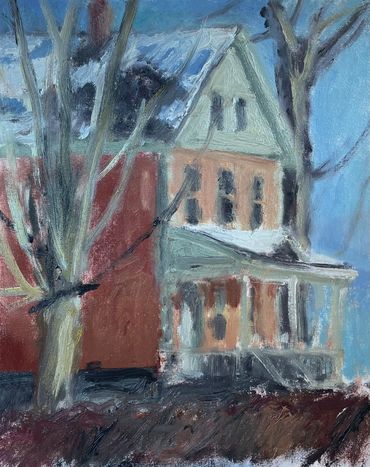 Plein air landscape urban sketching historic home trees nature colorist contemporary Impressionism 