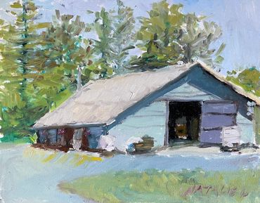 Farm barn produce country rural tourist backroads painting plein air landscape from life fine art 