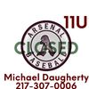 Arsenal Baseball 11U team logo with a vintage style.
