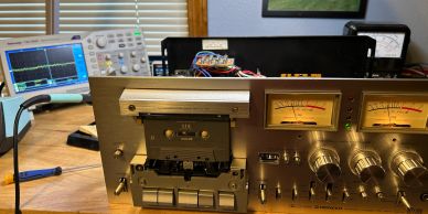 Vintage Pioneer cassette deck with analog meters.
