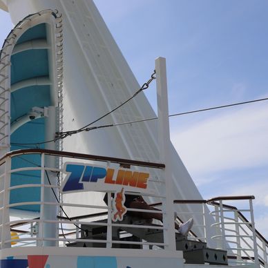 Zipline signboard on the cruise