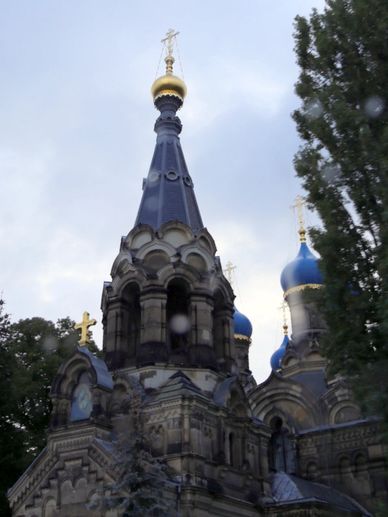 A beautiful church with golden cross 