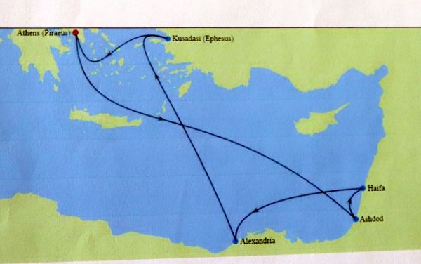 a map of the route of a plane