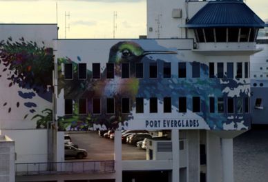 a building with a mural on the side of it