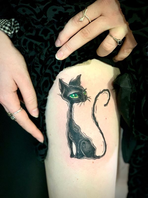 Black cat tattoo artist wretroartbyjan.com