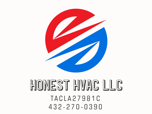 Logo for Honest HVAC LLC with red and blue circular design and contact info.