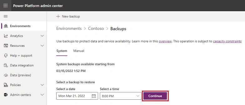To restore a System backup To restore a System backup