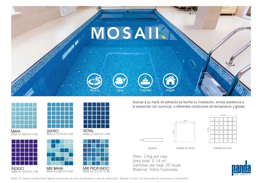 Mosaico para Piscina Mosaik Color Blanco 2x2