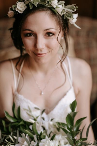 Bride after makeup done by a wedding makeup artist.