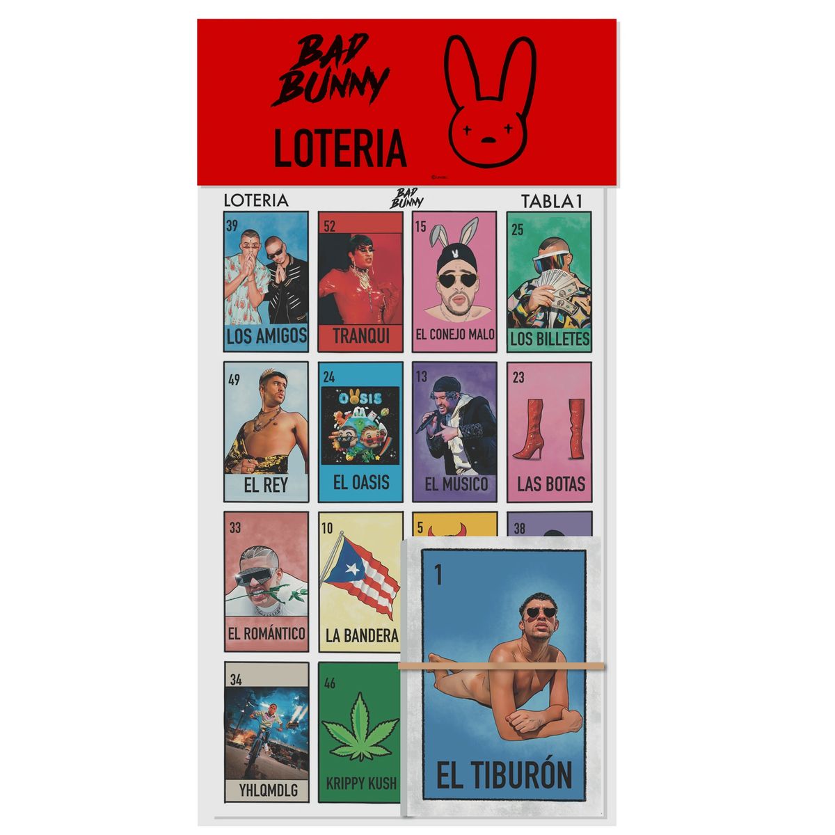 Bad Bunny El Romantico Loteria Game Card Unisex T-shirt Funny Mexican – 805  PRINTS N DESIGNS