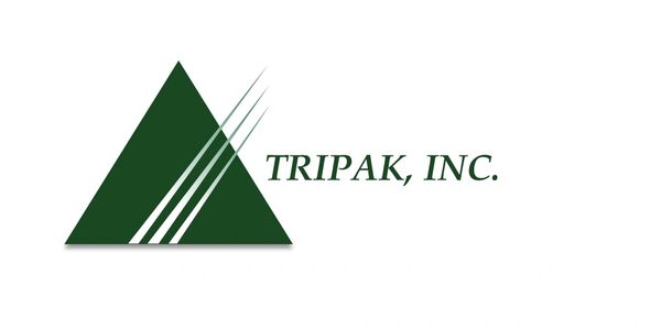 Green triangle logo with white stripes and text 'TRIPAK, INC.'