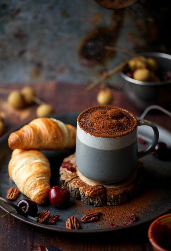 Hot chocolate and fresh croissants