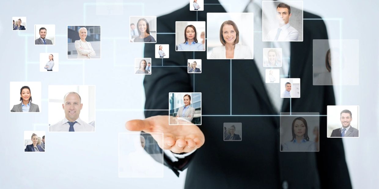 people, business, technology, headhunting and cooperation concept 