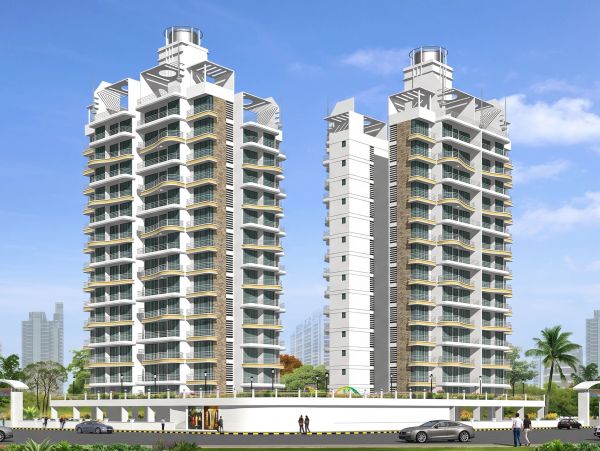 Two modern residential buildings under clear sky.