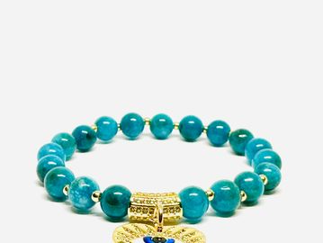 apatite bracelet, apatite, third eye, apatite third eye charm bracelet, apatite gemstone bracelet