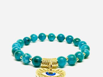 apatite bracelet, apatite, third eye, apatite third eye charm bracelet, apatite gemstone bracelet