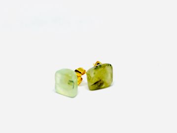 Natural Prehnite Gemstone Stud Earrings, prehnite, stud earrings, prehnite earrings