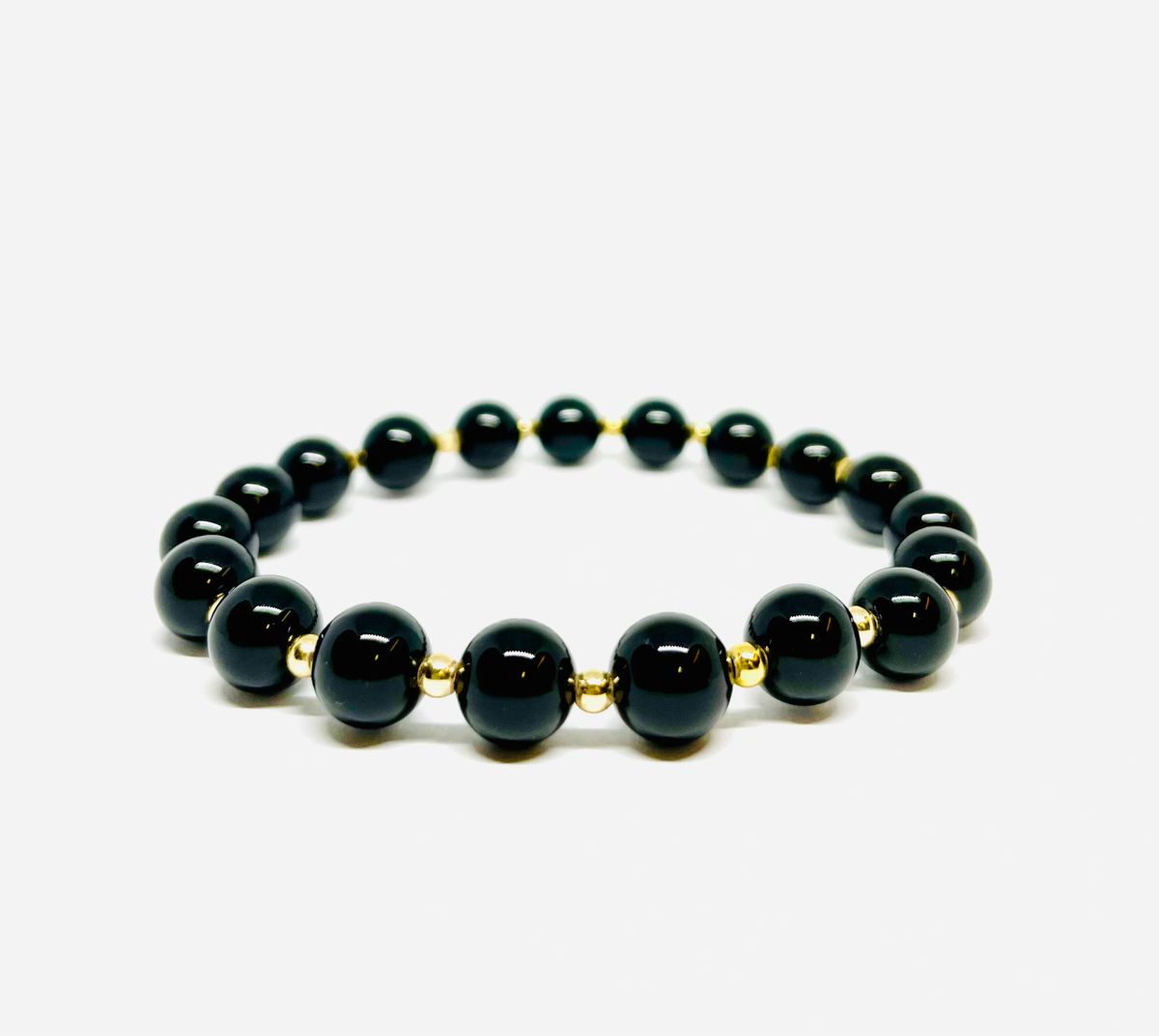 Black Onyx Gemstone Bracelet (Gld)