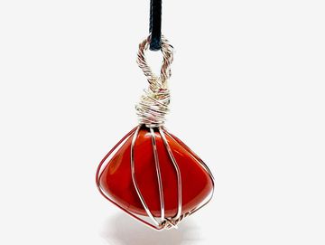 Red jasper necklace, red necklace, red jasper, wrapped stone, wrapped stone necklace, stone necklace