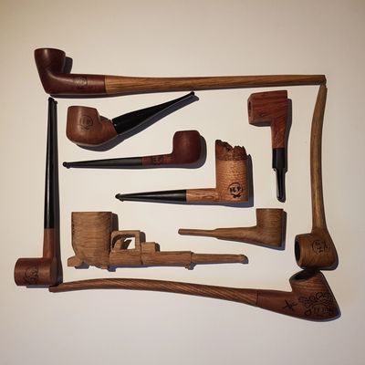 Verschiedene Pfeifenformen, die von mir über die Jahre hinweg gebaut wurden.