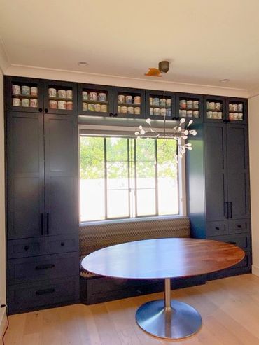 Custom cabinets with dark color paint