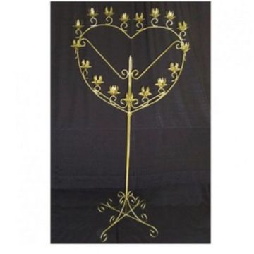 17 Arm Heart Shaped Gold Candleabra