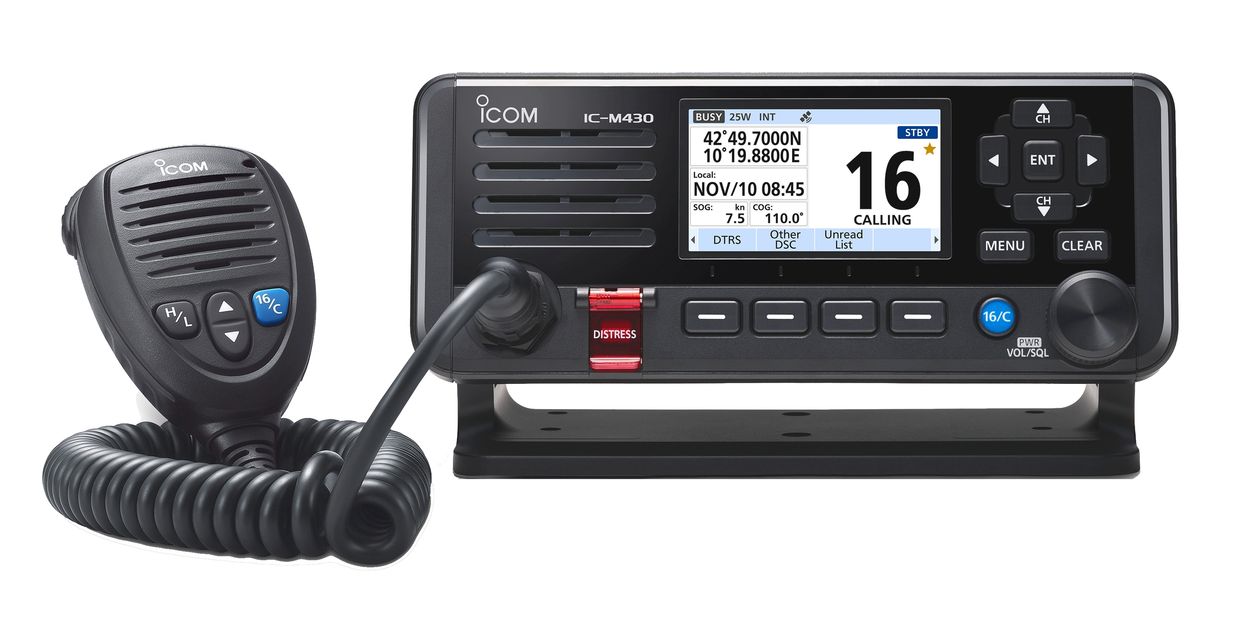 ICOM IC-M430 marine radio with handheld mic.