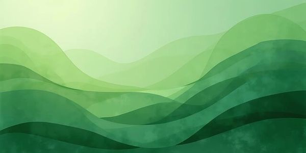 Abstract green hills with layered translucent waves.