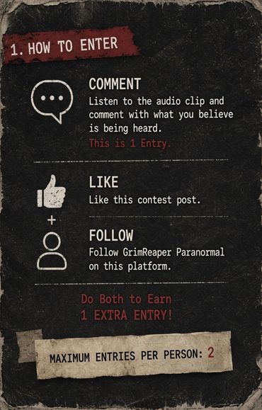 Instructions for entering a contest by commenting, liking, and following.