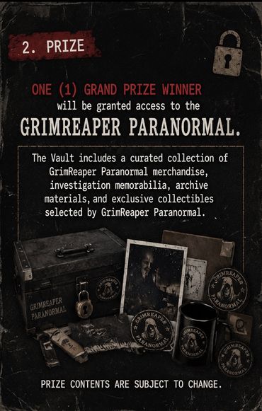 Second prize offers exclusive GrimReaper Paranormal merchandise and collectibles.