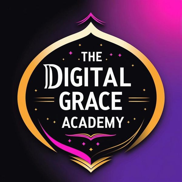 Logo for The Digital Grace Academy with a stylish gold and pink design.