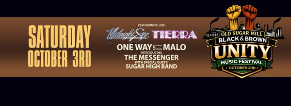 Old Sugar Mill Unity Music Festival on October 3rd.